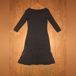 Ralph Lauren black and white stripped midi dress